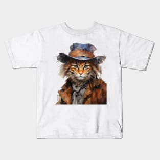 Ginger Cat Wearing a Cowboy Hat Kids T-Shirt